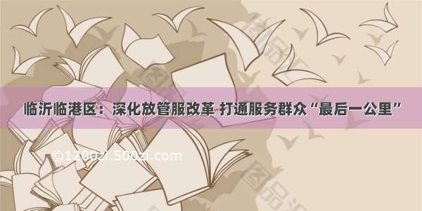 临沂临港区：深化放管服改革 打通服务群众“最后一公里”