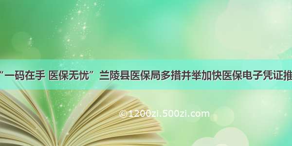 “一码在手 医保无忧”兰陵县医保局多措并举加快医保电子凭证推广