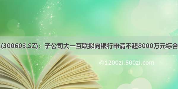 立昂技术(300603.SZ)：子公司大一互联拟向银行申请不超8000万元综合授信额度