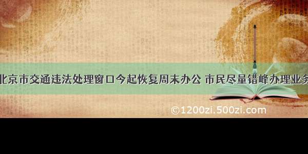 北京市交通违法处理窗口今起恢复周末办公 市民尽量错峰办理业务