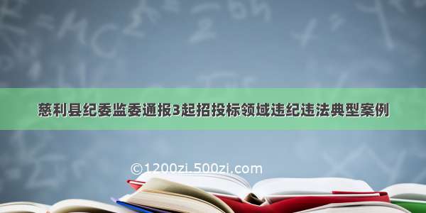 慈利县纪委监委通报3起招投标领域违纪违法典型案例