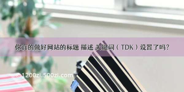 你真的做好网站的标题 描述 关键词（TDK）设置了吗？