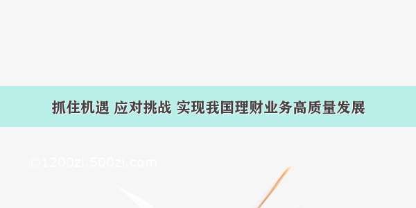 抓住机遇 应对挑战 实现我国理财业务高质量发展