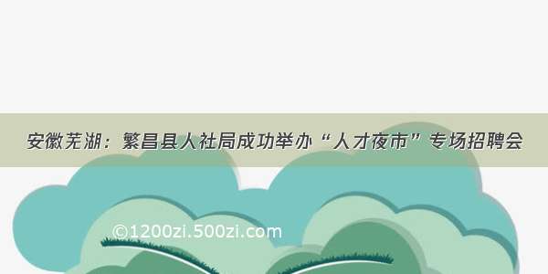 安徽芜湖：繁昌县人社局成功举办“人才夜市”专场招聘会