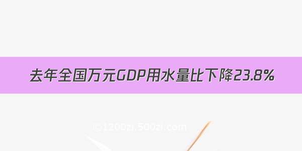 去年全国万元GDP用水量比下降23.8%