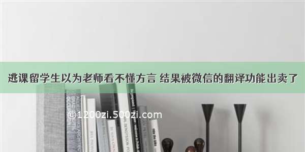 逃课留学生以为老师看不懂方言 结果被微信的翻译功能出卖了