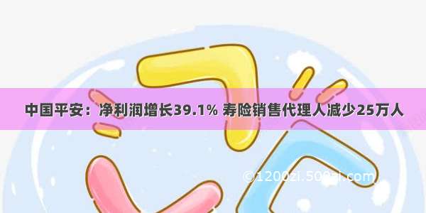 中国平安：净利润增长39.1% 寿险销售代理人减少25万人