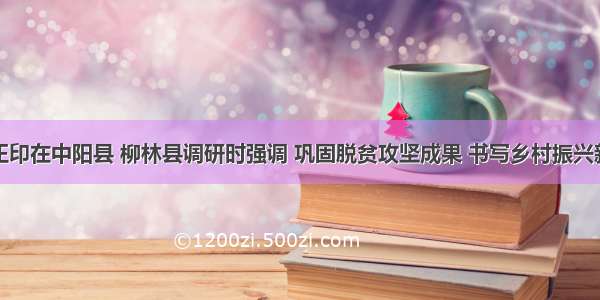 李正印在中阳县 柳林县调研时强调 巩固脱贫攻坚成果 书写乡村振兴新篇