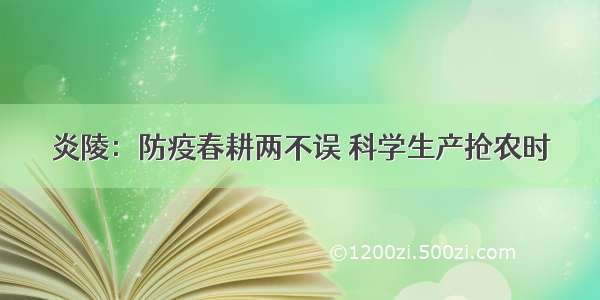 炎陵：防疫春耕两不误 科学生产抢农时