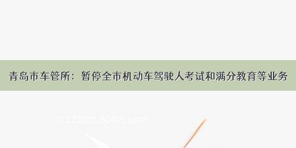 青岛市车管所：暂停全市机动车驾驶人考试和满分教育等业务