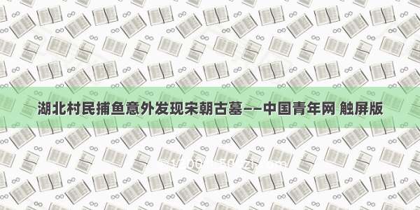 湖北村民捕鱼意外发现宋朝古墓——中国青年网 触屏版