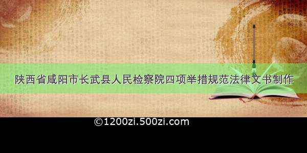 陕西省咸阳市长武县人民检察院四项举措规范法律文书制作