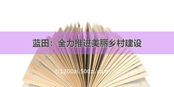 蓝田：全力推进美丽乡村建设