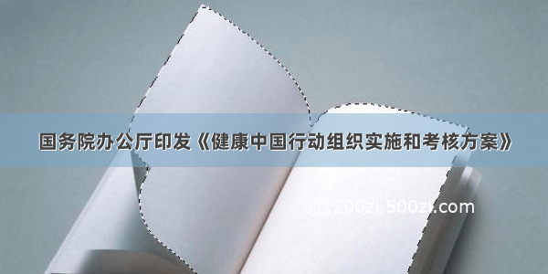 国务院办公厅印发《健康中国行动组织实施和考核方案》