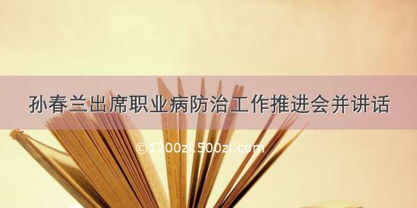 孙春兰出席职业病防治工作推进会并讲话