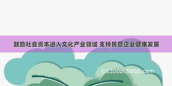 鼓励社会资本进入文化产业领域 支持民营企业健康发展