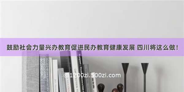 鼓励社会力量兴办教育促进民办教育健康发展 四川将这么做！