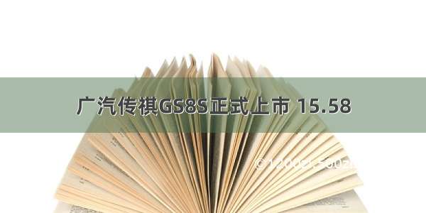 广汽传祺GS8S正式上市 15.58
