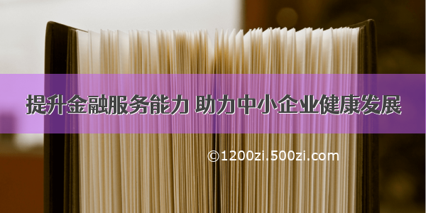 提升金融服务能力 助力中小企业健康发展