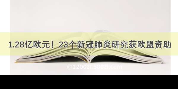 1.28亿欧元！23个新冠肺炎研究获欧盟资助