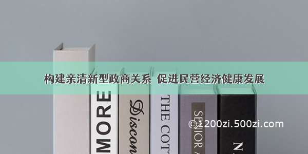 构建亲清新型政商关系  促进民营经济健康发展