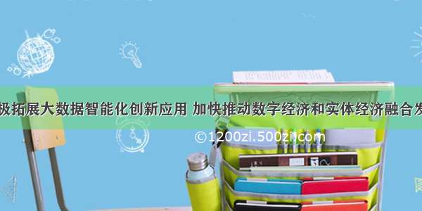 积极拓展大数据智能化创新应用 加快推动数字经济和实体经济融合发展