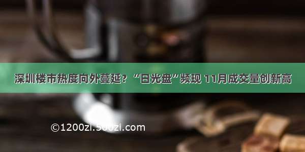 深圳楼市热度向外蔓延？“日光盘”频现 11月成交量创新高