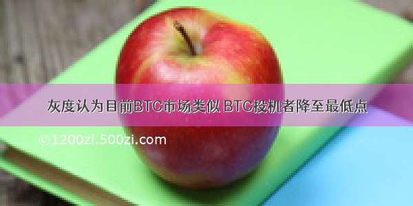 灰度认为目前BTC市场类似 BTC投机者降至最低点