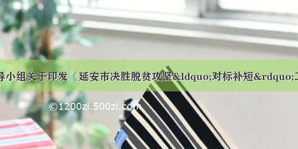 延安市脱贫攻坚领导小组关于印发《延安市决胜脱贫攻坚“对标补短”工作实施方案》的通