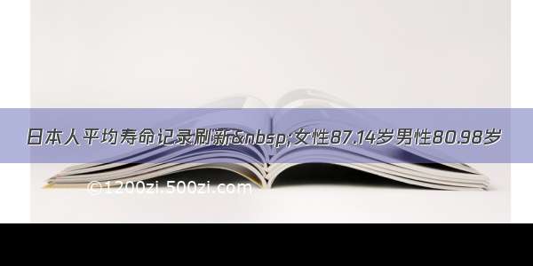 日本人平均寿命记录刷新&nbsp;女性87.14岁男性80.98岁