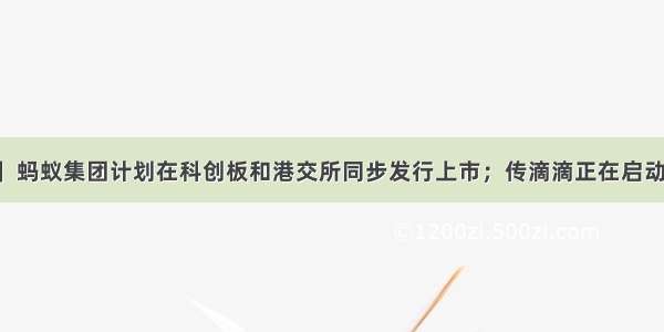 【猎云早报】蚂蚁集团计划在科创板和港交所同步发行上市；传滴滴正在启动IPO；TikTok