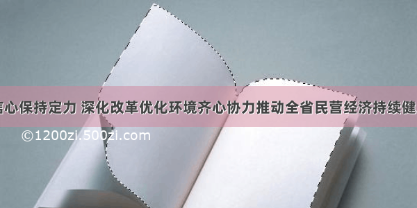 坚定信心保持定力 深化改革优化环境齐心协力推动全省民营经济持续健康发展