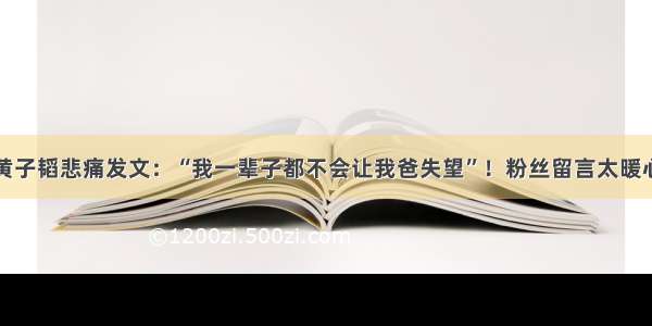 黄子韬悲痛发文：“我一辈子都不会让我爸失望”！粉丝留言太暖心