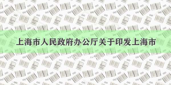 上海市人民政府办公厅关于印发上海市