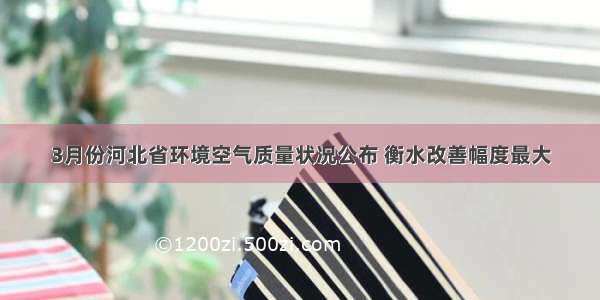 3月份河北省环境空气质量状况公布 衡水改善幅度最大