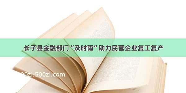 长子县金融部门“及时雨”助力民营企业复工复产