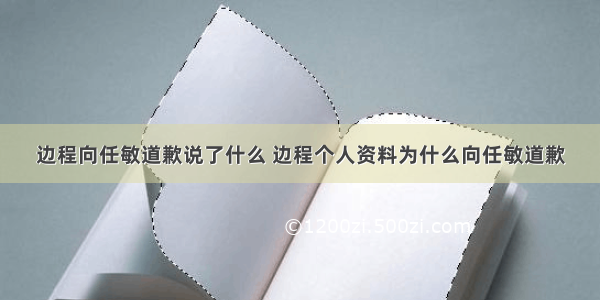 边程向任敏道歉说了什么 边程个人资料为什么向任敏道歉