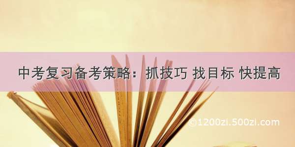 中考复习备考策略：抓技巧 找目标 快提高