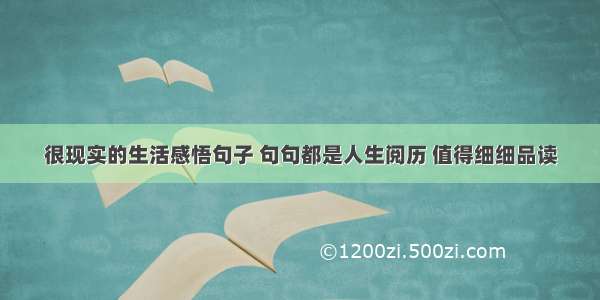 很现实的生活感悟句子 句句都是人生阅历 值得细细品读