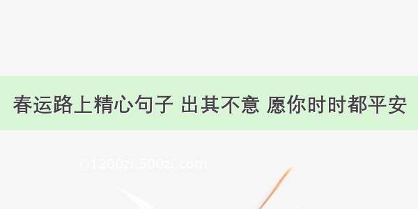 春运路上精心句子 出其不意 愿你时时都平安