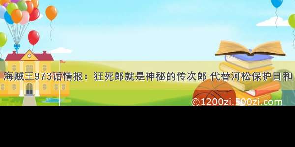 海贼王973话情报：狂死郎就是神秘的传次郎 代替河松保护日和