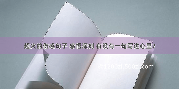 超火的伤感句子 感悟深刻 有没有一句写进心里？