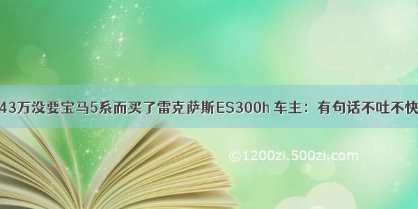 43万没要宝马5系而买了雷克萨斯ES300h 车主：有句话不吐不快