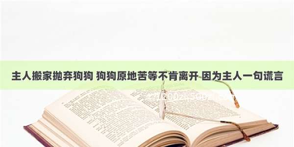 主人搬家抛弃狗狗 狗狗原地苦等不肯离开 因为主人一句谎言