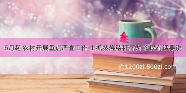 6月起 农村开展重点严查工作 主抓焚烧秸秆行为 农民有话要说