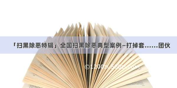 「扫黑除恶特辑」全国扫黑除恶典型案例—打掉套……团伙