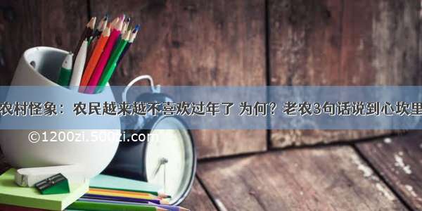 农村怪象：农民越来越不喜欢过年了 为何？老农3句话说到心坎里