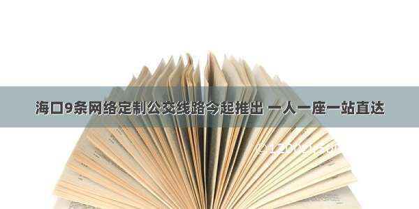 海口9条网络定制公交线路今起推出 一人一座一站直达