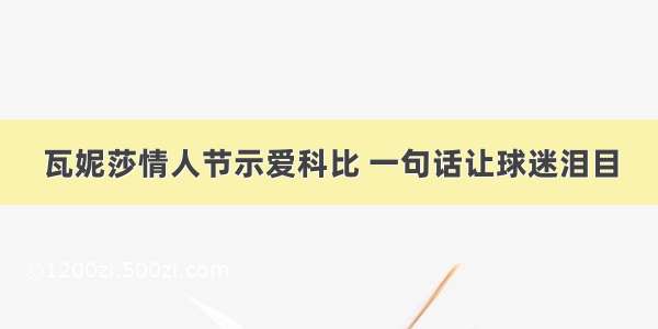 瓦妮莎情人节示爱科比 一句话让球迷泪目