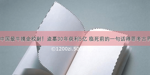 中国最牛摸金校尉！盗墓30年获利5亿 临死前的一句话得罪考古界